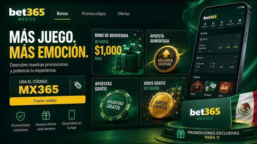 Promoción de bienvenida de bet365 en México con créditos de apuesta